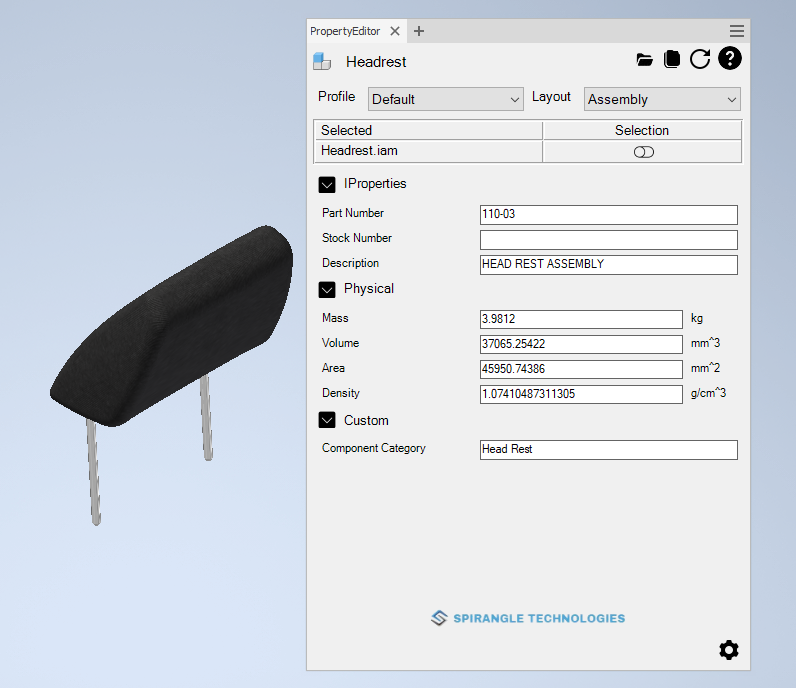Autodesk Inventor Property Editor Add-in dockable window for managing document properties