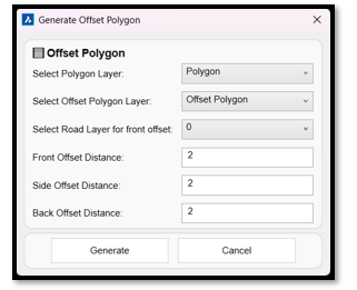 Input subdivision polygons for road-based setback offsets